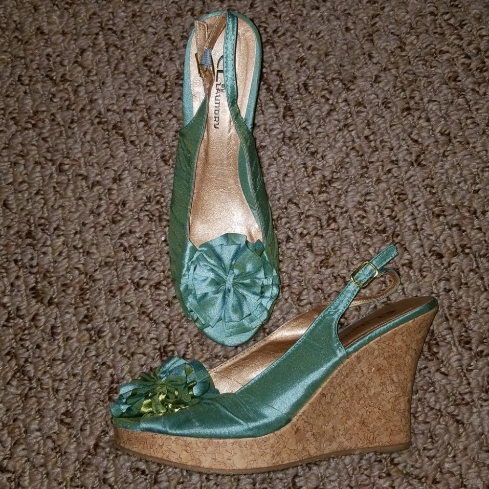 Wedges teal and cork